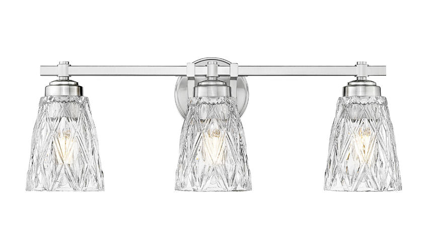 Z-Lite Andree 24" 3-Light Brushed Nickel Steel Frame Clear Glass Shade Vanity Lighting