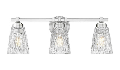 Z-Lite Andree 24" 3-Light Brushed Nickel Steel Frame Clear Glass Shade Vanity Lighting