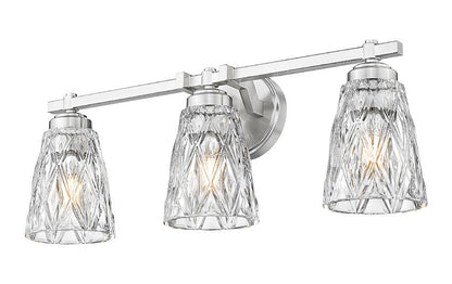 Z-Lite Andree 24" 3-Light Brushed Nickel Steel Frame Clear Glass Shade Vanity Lighting