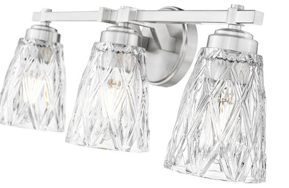 Z-Lite Andree 24" 3-Light Brushed Nickel Steel Frame Clear Glass Shade Vanity Lighting