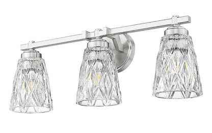 Z-Lite Andree 24" 3-Light Brushed Nickel Steel Frame Clear Glass Shade Vanity Lighting