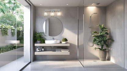 Z-Lite Andree 24" 3-Light Brushed Nickel Steel Frame Clear Glass Shade Vanity Lighting