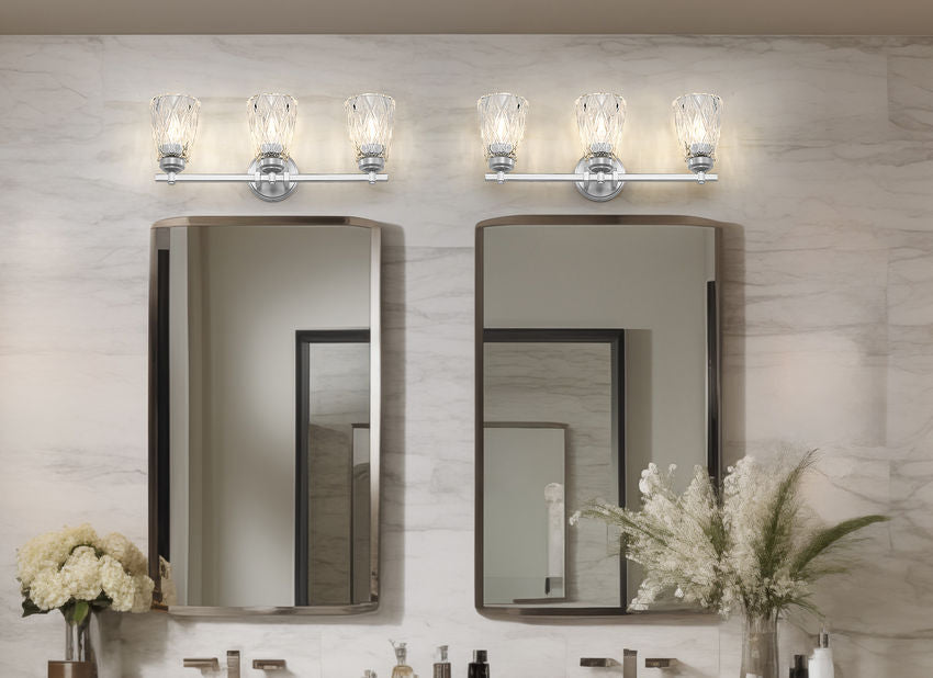 Z-Lite Andree 24" 3-Light Brushed Nickel Steel Frame Clear Glass Shade Vanity Lighting