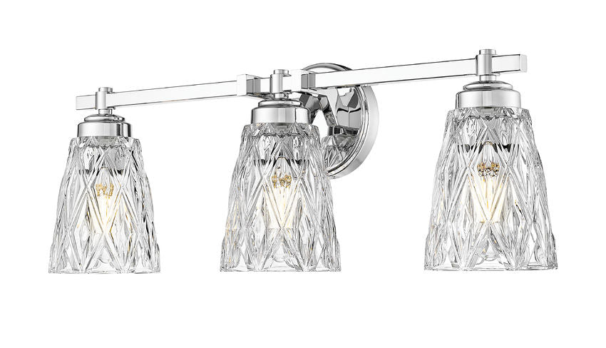 Z-Lite Andree 24" 3-Light Chrome Steel Frame Clear Glass Shade Vanity Lighting