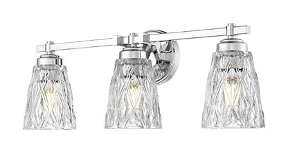Z-Lite Andree 24" 3-Light Chrome Steel Frame Clear Glass Shade Vanity Lighting