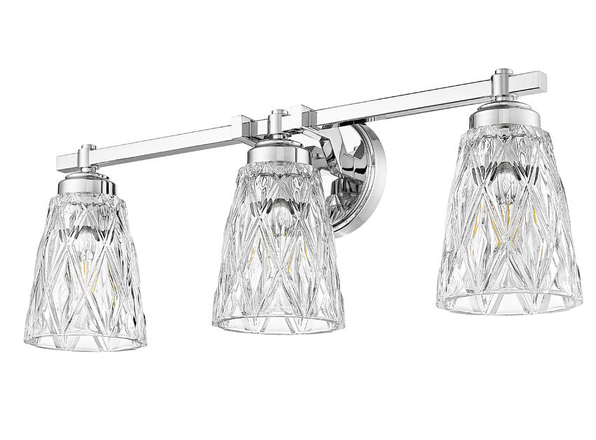 Z-Lite Andree 24" 3-Light Chrome Steel Frame Clear Glass Shade Vanity Lighting