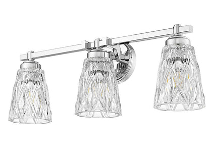 Z-Lite Andree 24" 3-Light Chrome Steel Frame Clear Glass Shade Vanity Lighting