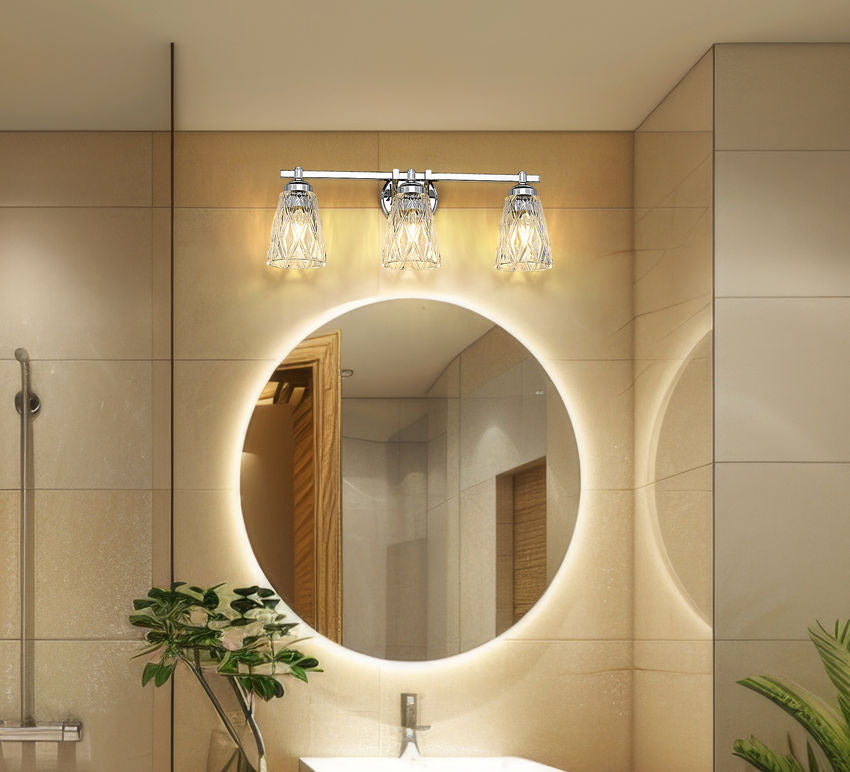 Z-Lite Andree 24" 3-Light Chrome Steel Frame Clear Glass Shade Vanity Lighting