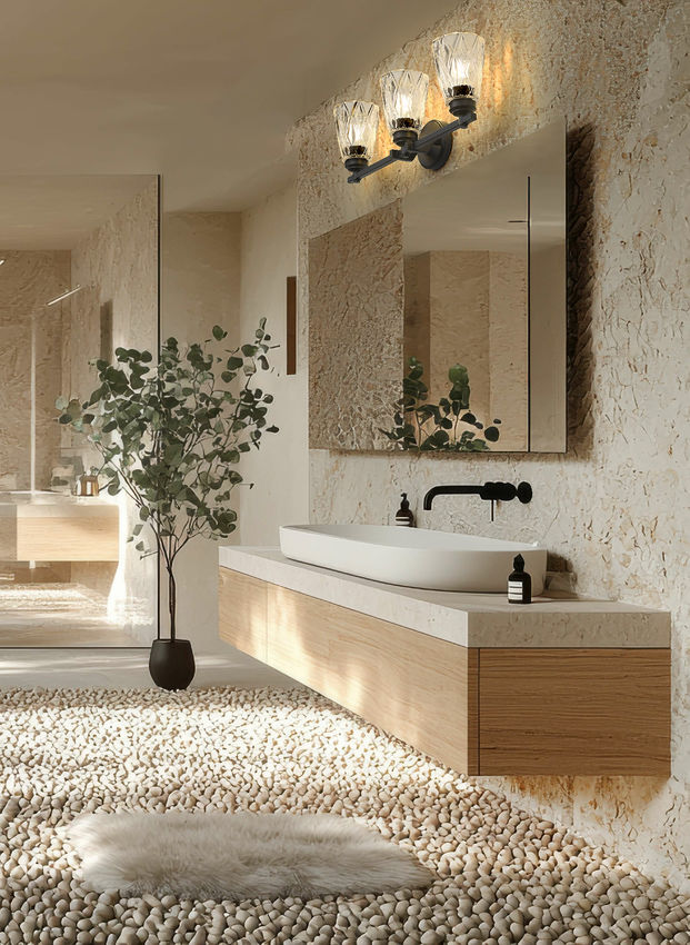 Z-Lite Andree 24" 3-Light Matte Black Steel Frame Clear Glass Shade Vanity Lighting