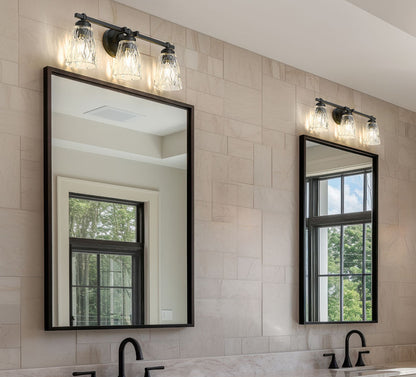 Z-Lite Andree 24" 3-Light Matte Black Steel Frame Clear Glass Shade Vanity Lighting