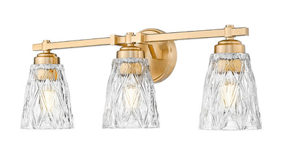 Z-Lite Andree 24" 3-Light Modern Gold Steel Frame Clear Glass Shade Vanity Lighting
