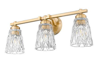 Z-Lite Andree 24" 3-Light Modern Gold Steel Frame Clear Glass Shade Vanity Lighting