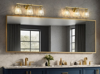 Z-Lite Andree 24" 3-Light Modern Gold Steel Frame Clear Glass Shade Vanity Lighting