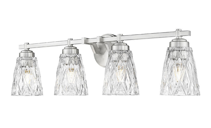 Z-Lite Andree 32" 4-Light Brushed Nickel Steel Frame Clear Glass Shade Vanity Lighting