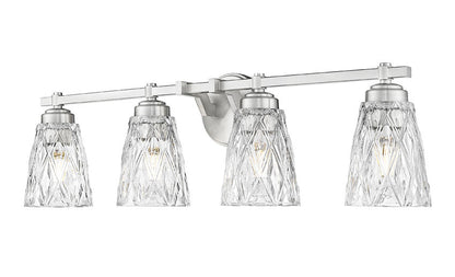 Z-Lite Andree 32" 4-Light Brushed Nickel Steel Frame Clear Glass Shade Vanity Lighting