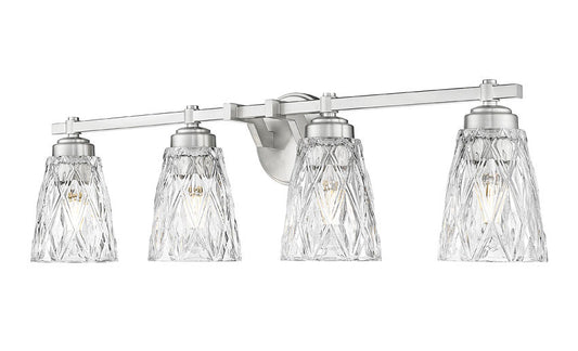 Z-Lite Andree 32" 4-Light Brushed Nickel Steel Frame Clear Glass Shade Vanity Lighting