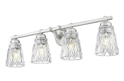 Z-Lite Andree 32" 4-Light Brushed Nickel Steel Frame Clear Glass Shade Vanity Lighting