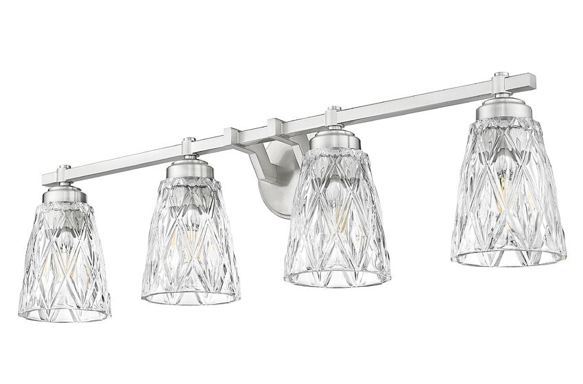 Z-Lite Andree 32" 4-Light Brushed Nickel Steel Frame Clear Glass Shade Vanity Lighting