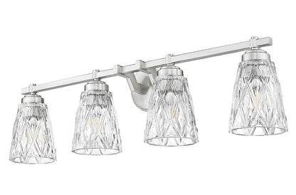 Z-Lite Andree 32" 4-Light Brushed Nickel Steel Frame Clear Glass Shade Vanity Lighting