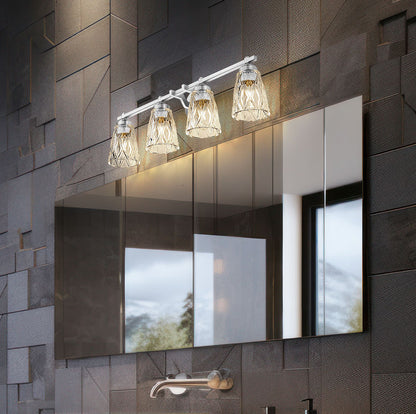 Z-Lite Andree 32" 4-Light Brushed Nickel Steel Frame Clear Glass Shade Vanity Lighting