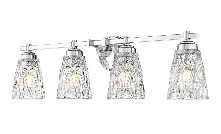 Z-Lite Andree 32" 4-Light Chrome Steel Frame Clear Glass Shade Vanity Lighting