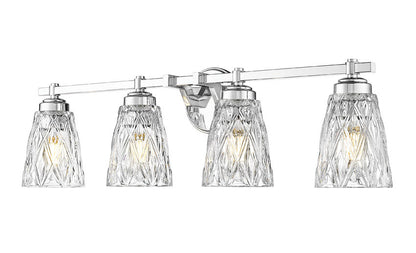 Z-Lite Andree 32" 4-Light Chrome Steel Frame Clear Glass Shade Vanity Lighting