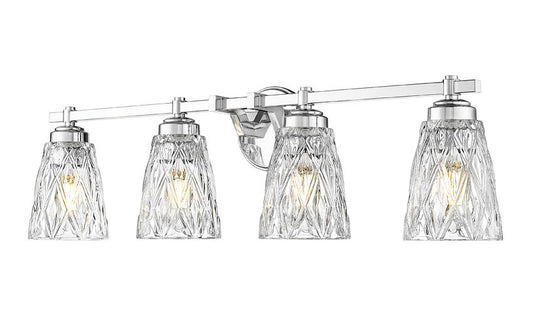 Z-Lite Andree 32" 4-Light Chrome Steel Frame Clear Glass Shade Vanity Lighting