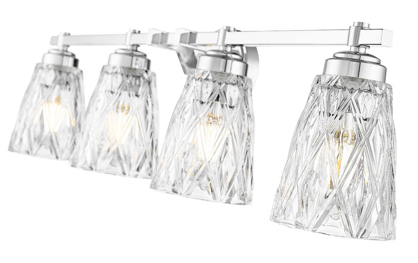 Z-Lite Andree 32" 4-Light Chrome Steel Frame Clear Glass Shade Vanity Lighting