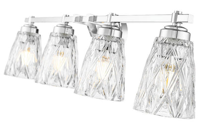 Z-Lite Andree 32" 4-Light Chrome Steel Frame Clear Glass Shade Vanity Lighting