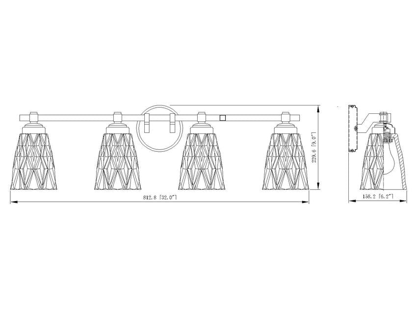 Z-Lite Andree 32" 4-Light Chrome Steel Frame Clear Glass Shade Vanity Lighting