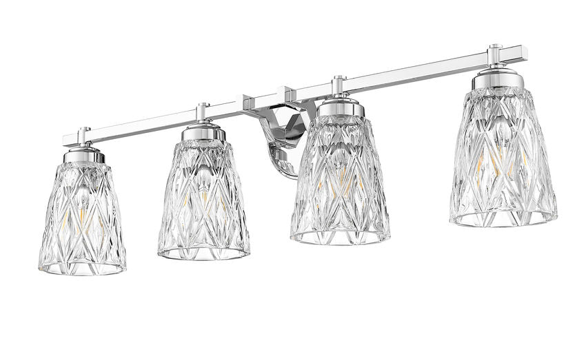 Z-Lite Andree 32" 4-Light Chrome Steel Frame Clear Glass Shade Vanity Lighting
