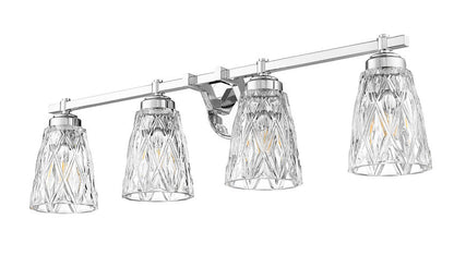 Z-Lite Andree 32" 4-Light Chrome Steel Frame Clear Glass Shade Vanity Lighting