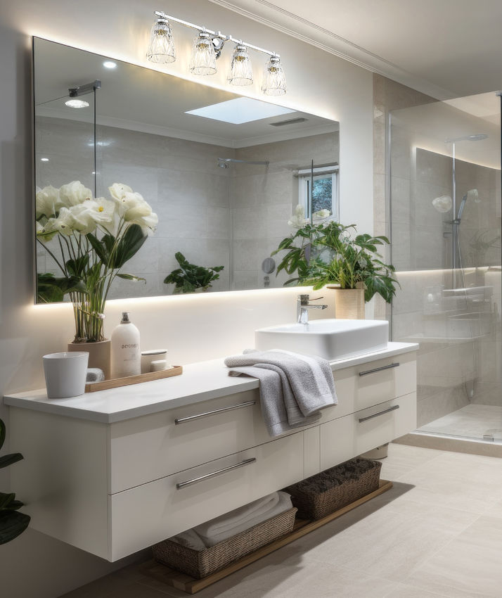 Z-Lite Andree 32" 4-Light Chrome Steel Frame Clear Glass Shade Vanity Lighting