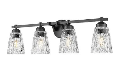 Z-Lite Andree 32" 4-Light Matte Black Steel Frame Clear Glass Shade Vanity Lighting
