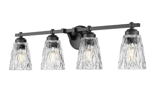 Z-Lite Andree 32" 4-Light Matte Black Steel Frame Clear Glass Shade Vanity Lighting