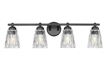 Z-Lite Andree 32" 4-Light Matte Black Steel Frame Clear Glass Shade Vanity Lighting