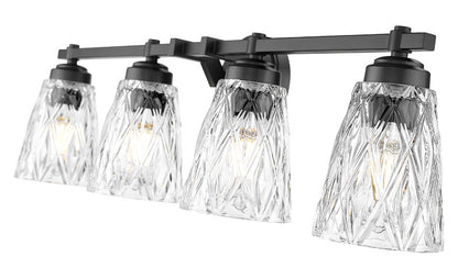 Z-Lite Andree 32" 4-Light Matte Black Steel Frame Clear Glass Shade Vanity Lighting