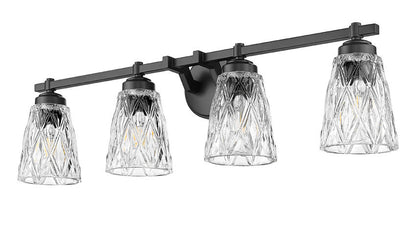 Z-Lite Andree 32" 4-Light Matte Black Steel Frame Clear Glass Shade Vanity Lighting
