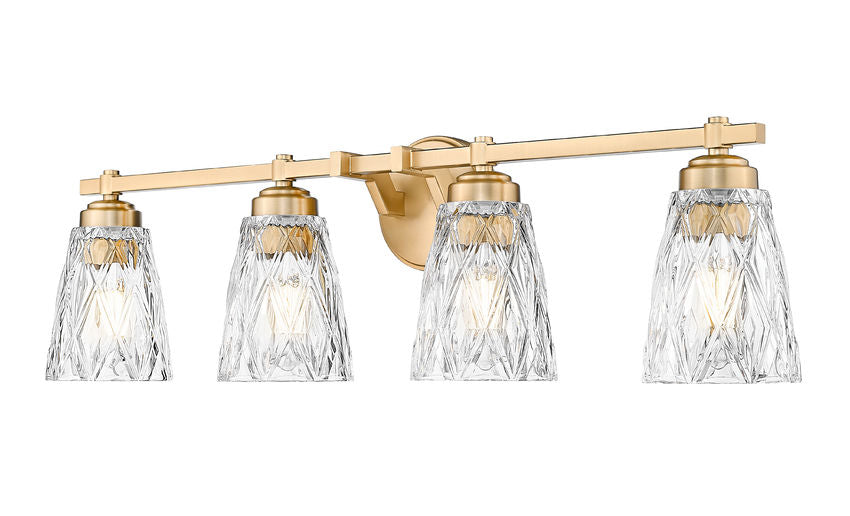 Z-Lite Andree 32" 4-Light Modern Gold Steel Frame Clear Glass Shade Vanity Lighting