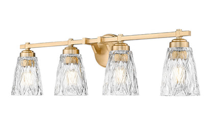 Z-Lite Andree 32" 4-Light Modern Gold Steel Frame Clear Glass Shade Vanity Lighting