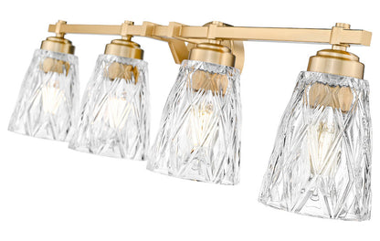 Z-Lite Andree 32" 4-Light Modern Gold Steel Frame Clear Glass Shade Vanity Lighting