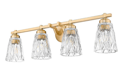 Z-Lite Andree 32" 4-Light Modern Gold Steel Frame Clear Glass Shade Vanity Lighting