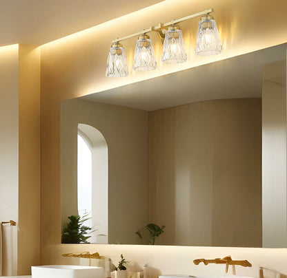 Z-Lite Andree 32" 4-Light Modern Gold Steel Frame Clear Glass Shade Vanity Lighting