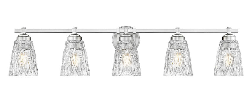 Z-Lite Andree 40" 5-Light Brushed Nickel Steel Frame Clear Glass Shade Vanity Lighting