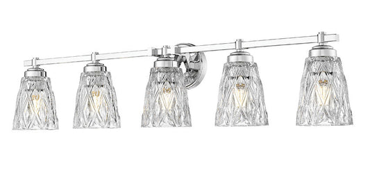 Z-Lite Andree 40" 5-Light Chrome Steel Frame Clear Glass Shade Vanity Lighting