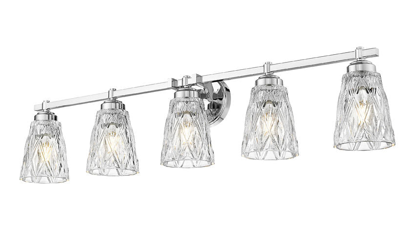 Z-Lite Andree 40" 5-Light Chrome Steel Frame Clear Glass Shade Vanity Lighting