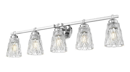 Z-Lite Andree 40" 5-Light Chrome Steel Frame Clear Glass Shade Vanity Lighting