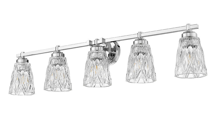Z-Lite Andree 40" 5-Light Chrome Steel Frame Clear Glass Shade Vanity Lighting