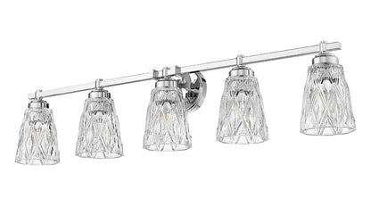 Z-Lite Andree 40" 5-Light Chrome Steel Frame Clear Glass Shade Vanity Lighting