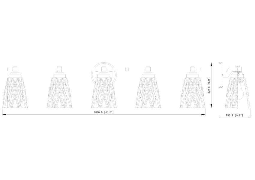 Z-Lite Andree 40" 5-Light Modern Gold Steel Frame Clear Glass Shade Vanity Lighting